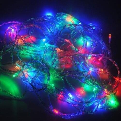 White Wired 100 Bulb Led Light Mixed Color 10Metre christmas decorations рождественские украшения