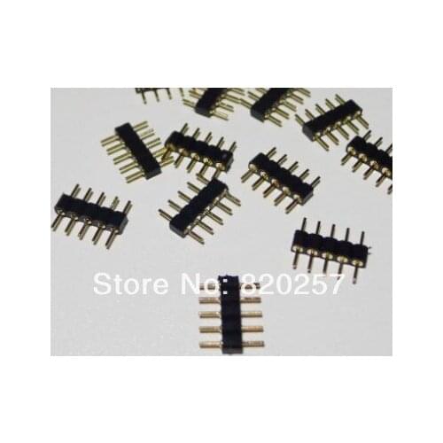 Free shipping 1000pcs lot 5pin RGBW needle connector, pin needle, male type 5pin black color, for LED RGBW strip DIY