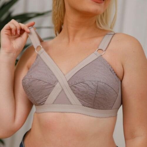 Summer Ultra-thin Lace Bra Crossed Plus Size Wireless Underwear Black Gray B C D E F Sexy Lingerie Women Large Size Push Up Bra