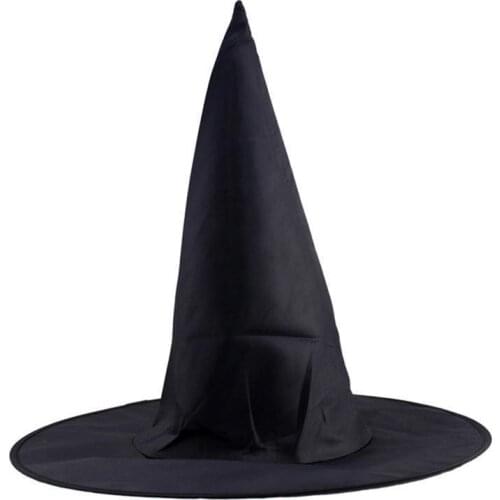 Halloween Black Witch Hat Pointed Hat Pure Black Spiked Witch Hat For Halloween Party Costume Cosplay Accessories
