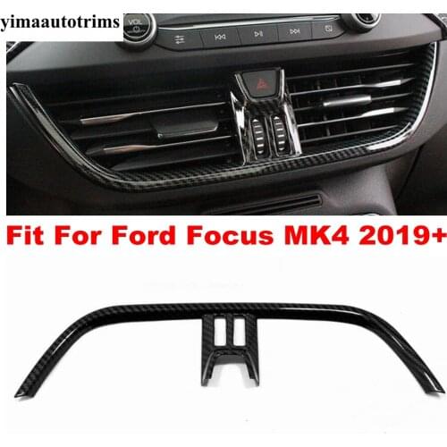 Central Warning Light Air AC Outlet Vent Decor Strip Cover Trim For Ford Focus MK4 2019 - 2021 ABS Carbon Fiber Look Accessories