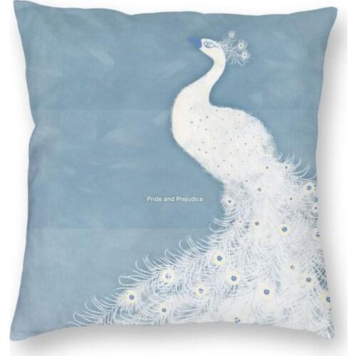 Pride And Prejudice Jane Austen Literary Art Cushion Cover 40x40 Home Decor Print Peacock Feather Throw Pillow for Living Room