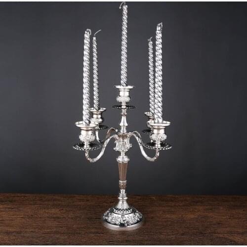 European luxury Royal alloy Metal Candle Holder Desktop candlestick candelabra centerpiece gift wedding party decoration 2028H