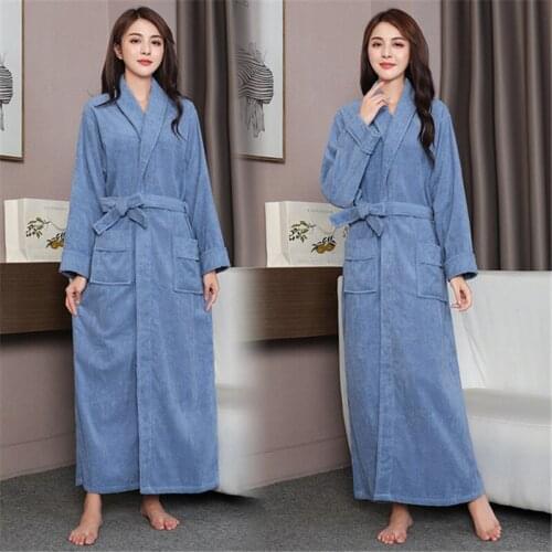 Bride robe bridesmaid nightgown cotton towel thickening lengthened yukata winter warm hotel couple male female sexy nightwear