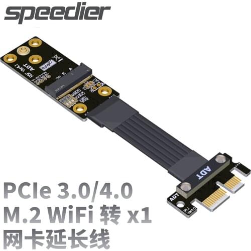 New M.2 WiFi Wireless Network To PCIe 4.0 x1 Signal Ribbon Extension Cable PCI-E 4.0 1X To M.2 NGFF A.E Key Riser Card Adapter
