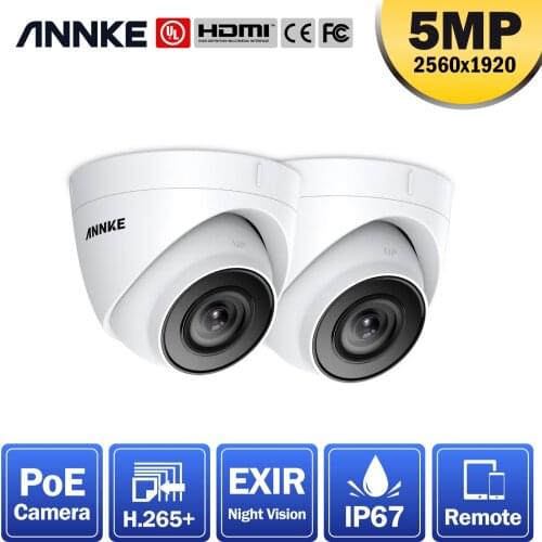 ANNKE Ultra HD 5MP POE Camera IP67 Weatherproof Security Network White Dome 2.8mm EXIR Night Vision Email Alert PoE Camera