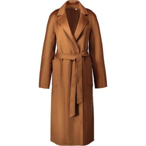 Cashmere Coat Woolen Coat Women Autumn Winter 2019 Fashion Thicken Warm Long New Classic Handmade Double-sided