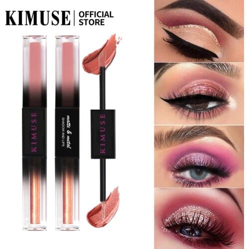 KIMUSE 2IN1 Double Liquid Eye Shadow Brightening Eye Shadow Long-lasting Matte Shimmer Eyeshadow Diamond Pearlescent Eye Makeup