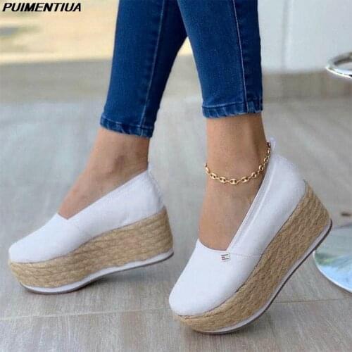 PUIMENTIUA Spring Platform Shoes For Women Breathable Slip On Ladies Flats Sneakers Summer Womens Casual Vulcanize Shoes