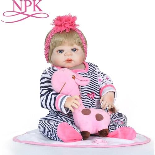NPK 23'' Lifelike Reborn Baby Dolls blond hair Babies Doll Full Vinyl Body So Truly Girl Model Doll For Toddler bebe Toy Gifts