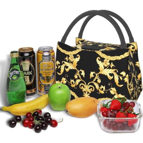 NOISYDESIGNS Baroque Floral Pattern Cooler Lunch Box Portable Insulated Women Canvas Lunch Bag Thermal Food Picnic Lunch Bags