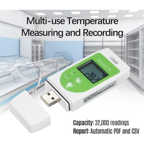 Mini Data Logger USB Temperature Humidity Multi-use USB Temperature Datalogger Reusable TEMP Recorder with 32000 Record Capacity