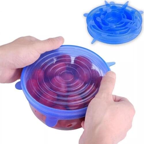 6PC Reusable silicon stretch lids universal lid Silicone food wrap bowl pot lid silicone cover pan cooking bowl storage with lid