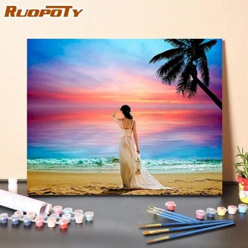 RUOPOTY DIY Painting By Numbers Landscape HandPainted Drawing Canvas Pictures Drawing On Canvas Living room Art Gift
