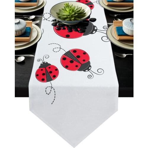 Red Ladybug Table Runners Modern Home Kitchen Dining Tablecloths Wedding Party Table Decoration Table Runner