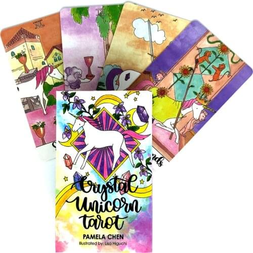 2021 New Style Crystal Unicorn Tarot Cards Mystical Guidance Divination Entertainment Partys Board Game Supports Wholesale