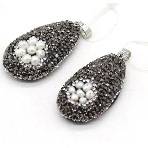 Natural Stone Pendant Water Drop Shape Pearl Shell Pendant Charms for Making Women Men DIY Jewelry Exquisite Necklace Gift