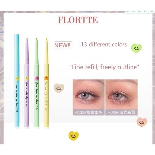 FLORTTE Smile Heart Eyeliner Pencil Gel Colorful Waterproof Long-lasting Non-smudging Easy to Wear Eye Makeup Cosmetics