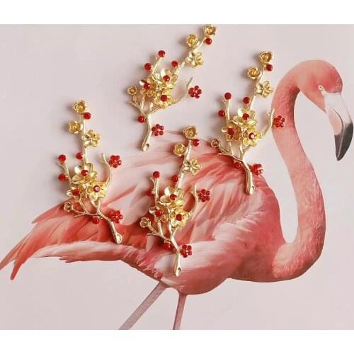 5 pcs/lot Rhinestone Leaves Or Branches Button For DIY Hair Accessories Or Bridal Headwear decoration DIY Creative Alloy