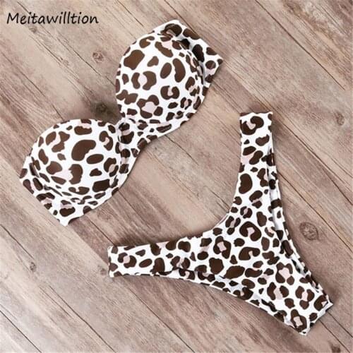 Sexy Leopard Print Triangle Bikini Set Women Bikini Set Push Up Biquini Swimwear 2020 Summer Beach Bathing Suit