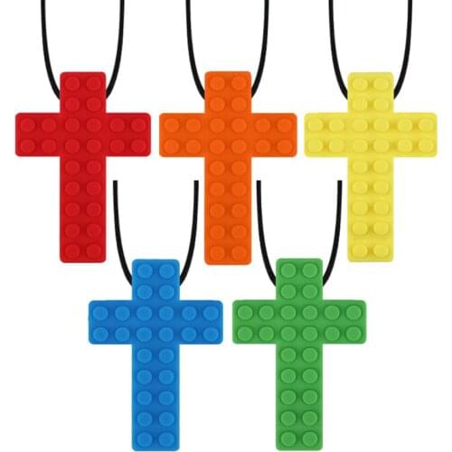 Sensory Chew Necklace Brick Kids Chewy Silicone Biting Teething To for Autism/ADHD/Teething Babies/Sensory/Oral Motor/Anxiety