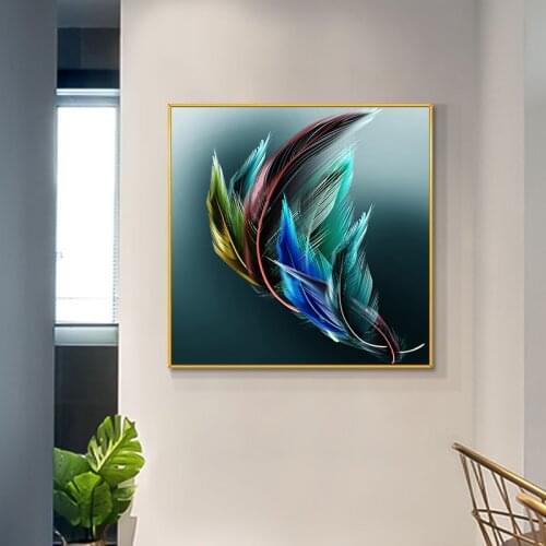 KYQ Luminescent Feathers Modern Abstract Oil Painting On Canvas Print Nordic Poster Wall Art Picture For Living Room Home Decor