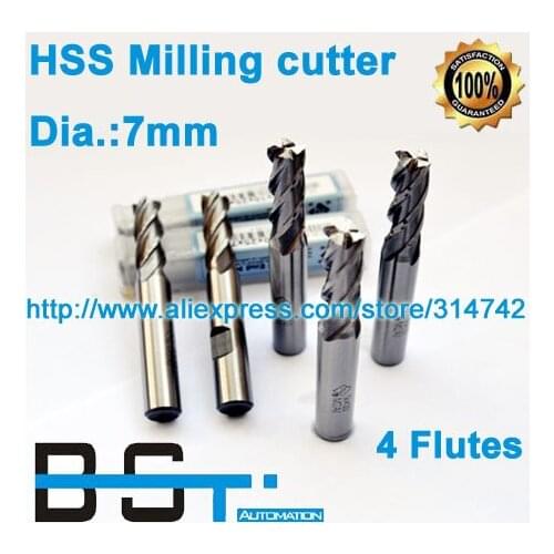 Promotion for HSS Fully Ground 4F spiral cutting 7mm endmill milling cutter 7.00mm harden mill cutter
