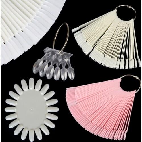 False Nail Tips fan Nature Clear Black 50/180/200/240 pcs/set Finger Full Card Nail Art Display Practice Polish all for Manicure