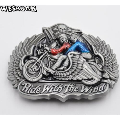 WesBuck Brand Skull Belt Buckle For Men Women Belt Buckles With PU Belt