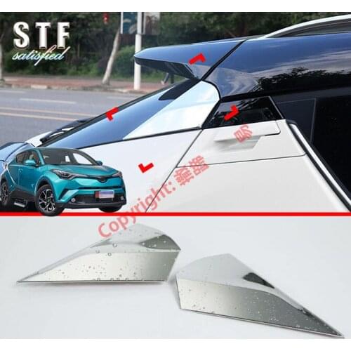 ABS Chrome Rear Window Spoiler Side Pillar Post Cover Trim Molding For Toyota C-HR CHR 2017 2018 2019