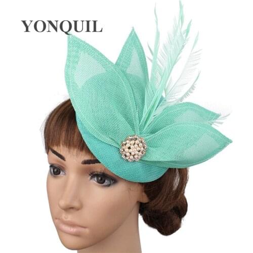 Fashion Imitation Leaves Women Fascinator Hats With Feather Headwear Party Occasion DIY Hair Accessories New Year Gifts SYF73
