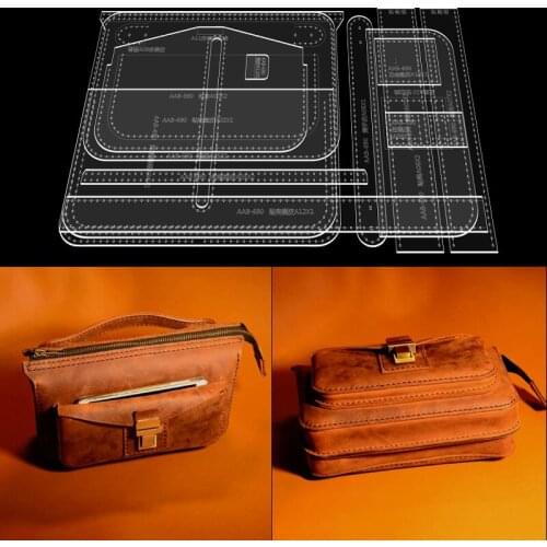 1Set DIY Acrylic Template Mens Clutch Business BagLeather Craft Pattern DIY Stencil Sewing Pattern 21.7*12.5*5cm