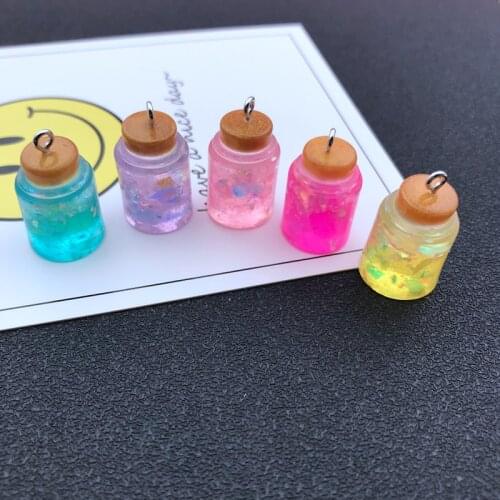 10pcs 3D Hot Selling Glitter Bottle Charm Kawaii Jewelry Pendant for Keychain, Earring, Scrapbooking, DIY Making, Necklace