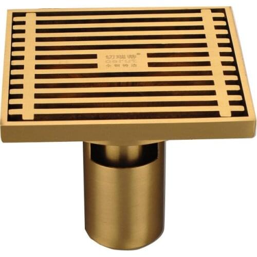 10x10cm Drainage Ditch European Antique Brass Bathroom Linear Shower Large Displacement Floor Drain Wire Filter Cover