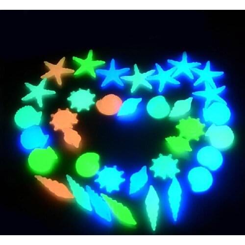 50Pcs Colorful Luminous Starfish Conch Shell Shaped Glow In The Dark Stones Decorative Garden Aquarium Fish Tank Pool Landscape