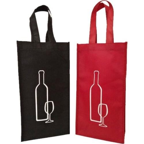 500pcs/Lot Custom Non Woven Wine Bottle Storage Bag Within Cloth Handle For Oil Shopping Bags With Your Logo Free Shipping