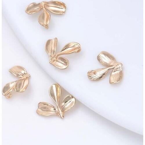 20pcs DIY accessories wholesale gold trilobites small pendant copper pendant leaf shape jewelry hair accessories
