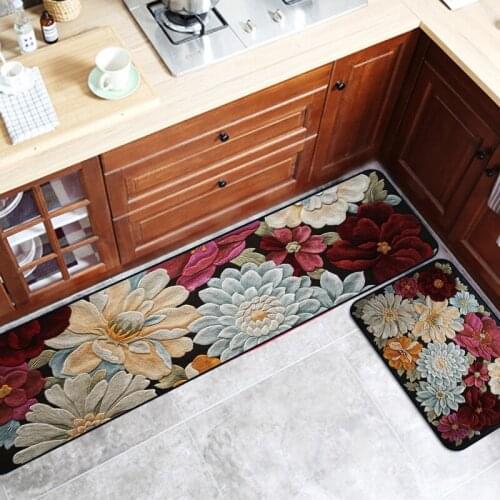 American 3D floral Carpet kitchen mat entry mat anti-slip hallway rug bath mats floor bedroom bed blanket carpet customized