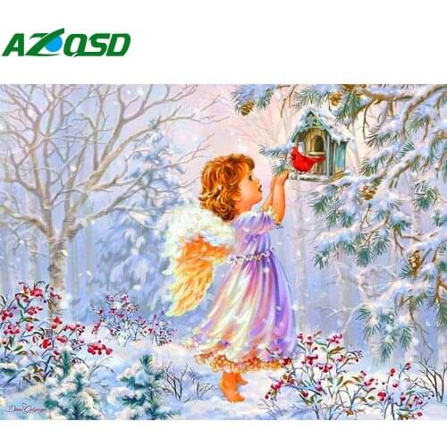 AZQSD 5d Diamond Painting New Arrivals Girl Winter Picture Of Rhinestones Diamond Embroidery Portrait Mosaic Decor For Home