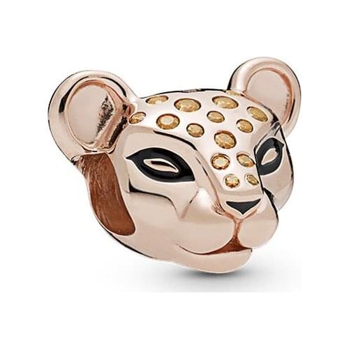 Btuamb Simple Style Crystal Enamel Gold Color Cute Tiger Beads Fit Pandora Charms Bracelets for Women DIY Bijoux Jewelry
