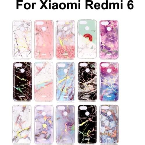 For Xiaomi Redmi 6 Laser print Marble painted TPU cover capa,Redmi6 hongmi 6 anti-fall silica soft back case funda