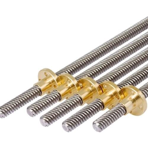 3D Printer Parts T8 Lead Screw OD 8mm Pitch 2mm 250mm 300mm 330mm with Brass Nut for Stepper Motor threaded Rod Stainless Lead