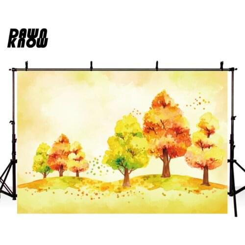 DAWNKNOW Customize Cartoon Autumn Tree Photography Background Backdrop Wallpaper Family Party Decorate Photocall Photo Studio