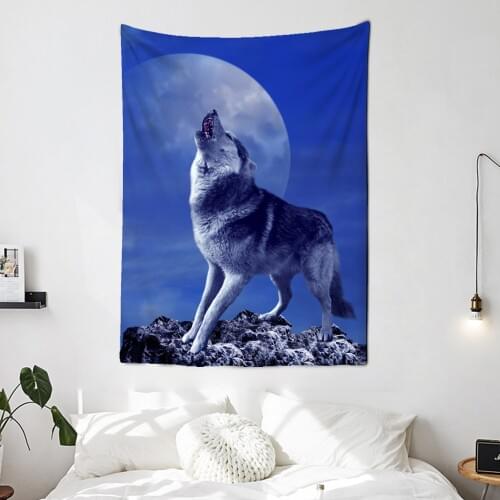 Howl of a wolf Holy Animals Tapestry Wall Hanging Decor Chakra Carpet Psychedelic Witchcraft Wall Cloth Wolf Tapestries