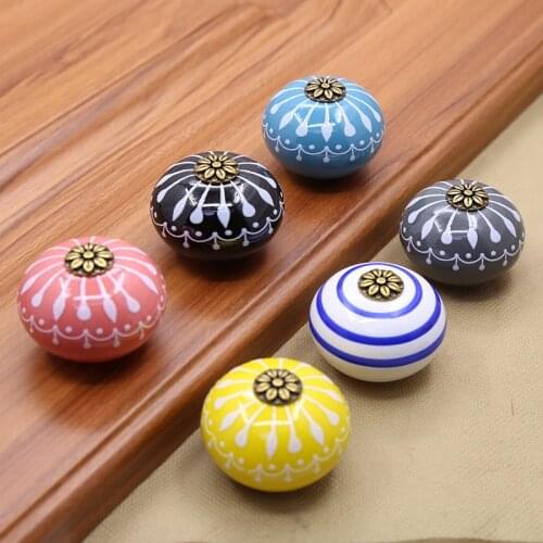 Dia.40mm Ceramic Knobs White Blue Cabinet Dresser Pulls Unique Kitchen Door Handle Furniture Hardware