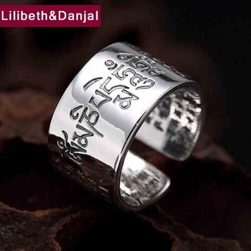 Buddhist Heart Sutra Buddha Mantra Opening Ring 100% S999 Sterling Silver Man Women Fine Jewelry Brand fashion Jewelry GR19