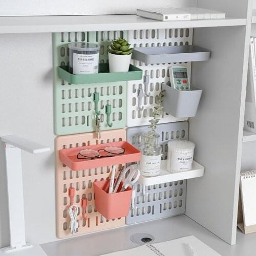 Room Decor Hole Board Wall Shelf Hooks Desk Organizer Make Up Organizers Room Organization Storage Rack Home Accessories