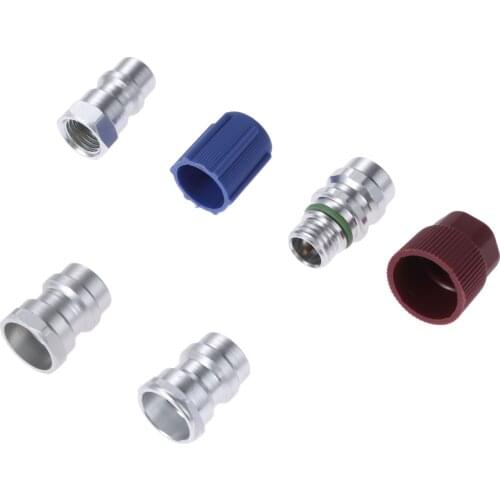 R12 R22 to R134a Retrofit Parts Kit Conversion Straight Adapters w/ Valve Core Service Port Caps Valve Fitting FIT ANY CAR