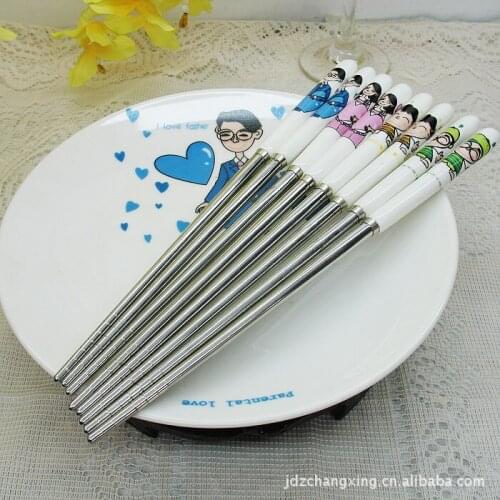 Korean tableware / auspicious one person / stainless steel chopsticks bone handle large wholesale center []