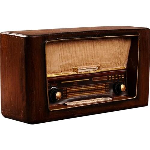 Creative Vintage Old Style Radio Model Resin Desktop Display Ornament Crafts For Home Office Decoration Retro Table Ornaments